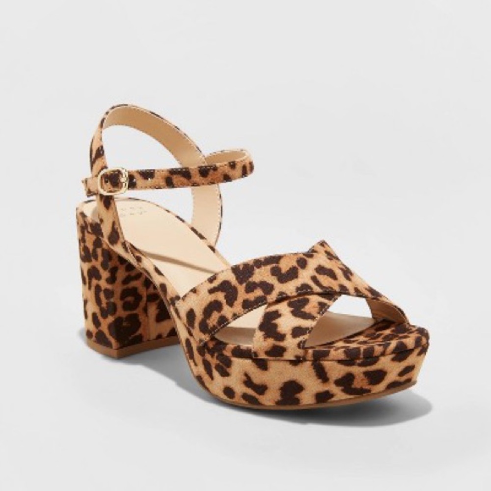 Gabriella Leopard Mid Heel Platform Pumps